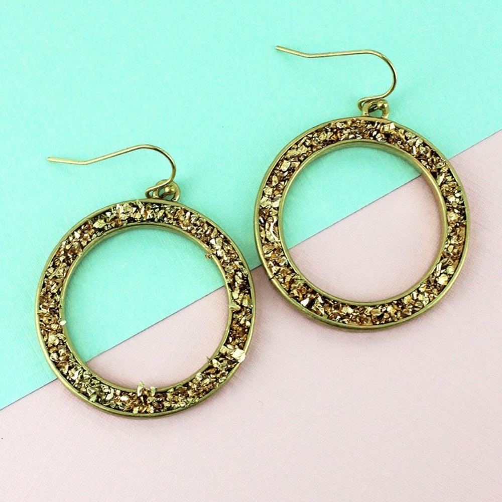 2/$12- GOLD DRUZY CIRCLE EARRINGS